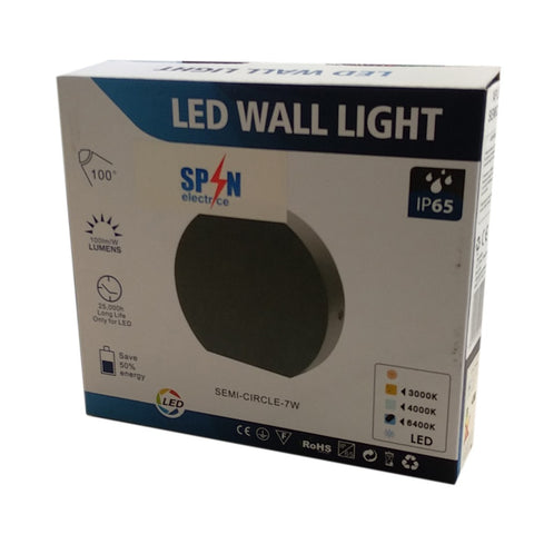 Aplica LED Perete Semicerc fi135, 7W 3000K, lumina calda, cu protectie IP65 SPN75944