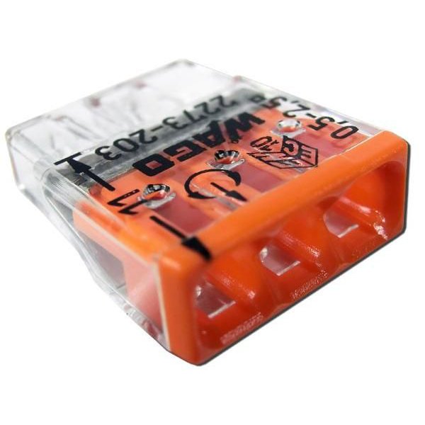 Set 10 buc x clema de conexiuni WAGO, 3 contacte x 0.5mmp-2.5mmp, infingere, 2273-203