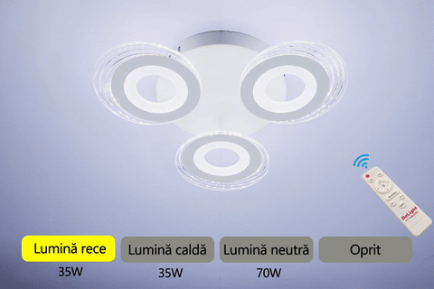 LUSTRA LED CERCURI 70W CU 3 BRATE 3 CULORI+IR 470x85mm, DL75L083