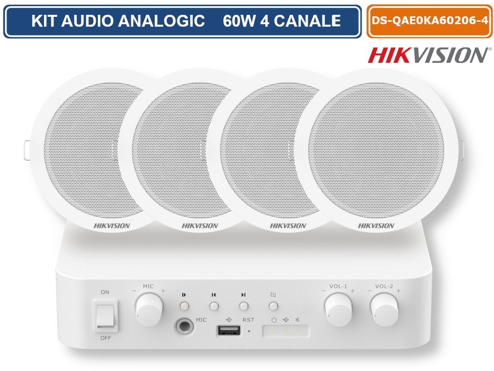 KIT AUDIO, AMPLIFICATOR 60W+ 4 DIFUZOARE 6W, DS-QAE0KA60206-4