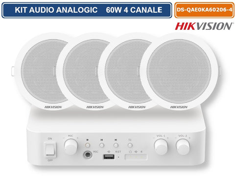 KIT AUDIO, AMPLIFICATOR 60W+ 4 DIFUZOARE 6W, DS-QAE0KA60206-4