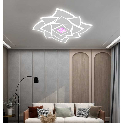 Lustră LED RGB 228W Dimmabilă cu Telecomandă și Control Wi-Fi, Lumină Trecere Culoare Caldă/Neutră/Rece (D55cm)