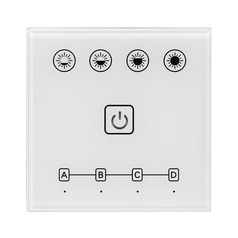 Intrerupator/Dimmer Tactil Smart De Perete, 2.4g Rf, Pentru Iluminat Led, Controleaza Gama Rf 2.4g (Ssd), 4 Zone